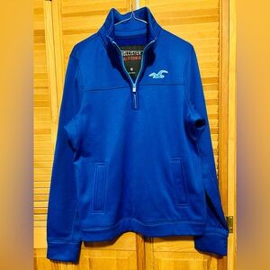 Hollister Men's 1/4 Zip Pullover Top Size Medium Blue California Front Pocket.